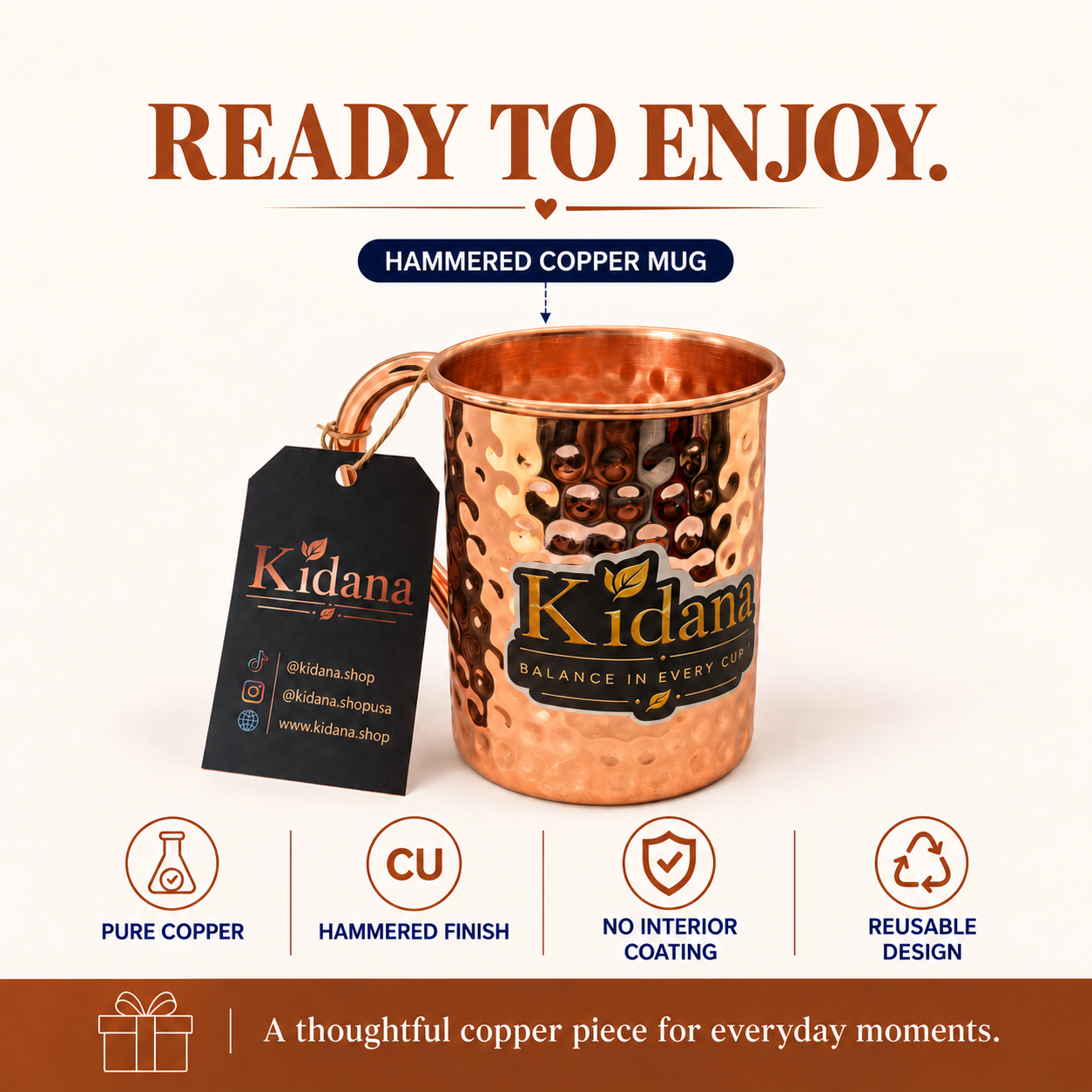 Hammered copper cup